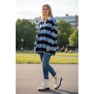 Women's Old Navy Plus XL Striped Rugby in Blue and Navy